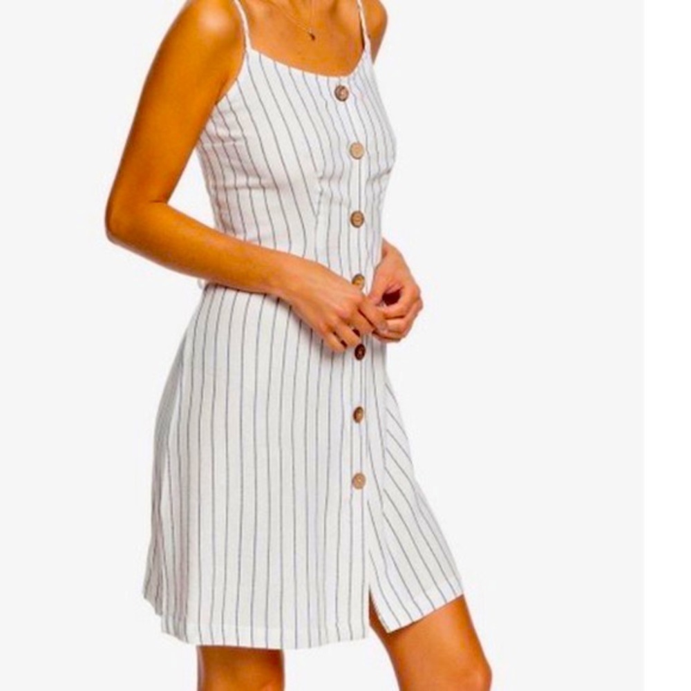 Roxy Striped Strappy Buttoned Dress Size Large